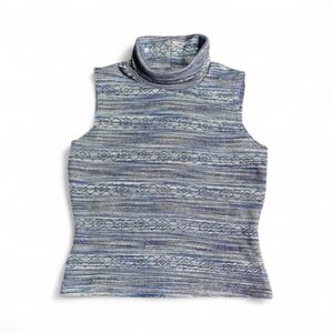 Charlotte Russe Blue Sleeveless Mock Turtleneck Top Size Small